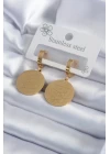 316L Çelik Gold Renk Pentagram Yıldızı İşleme Model Kadın Küpe - TJ-BKP7992