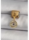 316L Çelik Gold Renk Sallantı Zirkon Taşlı Göz Model Nomination Charm - TJ-BC1193
