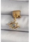 316L Çelik Gold Renk Sallantı Zirkon Taşlı Göz Model Nomination Charm - TJ-BC1195