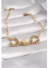 316L Çelik Gold Renk Simli Kelebek Figür Kadın Bileklik - TJ-BB5944