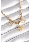 316L Çelik Gold Renk Simli Kelebek Model Kadın Kolye - TJ-BKO8360