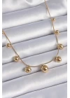 316L Çelik Gold Renk Top Model Kadın Kolye - TJ-BKO9344