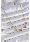 316L Çelik Gold Renk Top Model Kadın Kolye - TJ-BKO9344