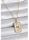 316L Çelik Gold Renk Zincir Balık Burcu Zirkon Taşlı Kadın Kolye - TJ-BKO9463