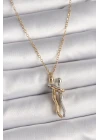 316L Çelik Gold Renk Zincir Renkli Sarılma Model Kadın Kolye - TJ-BKO9765