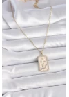 316L Çelik Gold Renk Zincir Yay Burcu Zirkon Taşlı Kadın Kolye - TJ-BKO9464