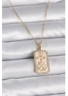 316L Çelik Gold Renk Zincir Yengeç Burcu Zirkon Taşlı Kadın Kolye - TJ-BKO9467