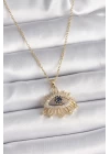 316L Çelik Gold Renk Zincir Zirkon Taşlı Göz Model Kadın Yüzük - TJ-BKO9563