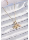 316L Çelik Gold Renk Zirkon Taş Detay Çocuk Figür Charm Model Kadın Kolye - TJ-BKO9324