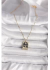 316L Çelik Gold Renk Zirkon Taşlı Ay Figürlü Tarot Model Kadın Kolye - TJ-BKO9686