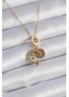 316L Çelik Gold Renk Zirkon Taşlı Ay Yıldız  Model Charm Model Kadın Kolye - TJ-BKO9312