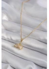 316L Çelik Gold Renk Zirkon Taşlı Balık Kuyruğu Model Kadın Kolye - TJ-BKO8348