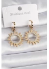 316L Çelik Gold Renk Zirkon Taşlı Güneş Model Kadın Küpe - TJ-BKP9570