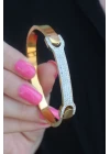 316L Çelik Gold Renk Zirkon Taşlı Kadın Kelepçe - TJ-BB5285