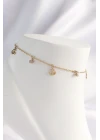 316L Çelik Gold Renk Zirkon Taşlı Minimal Çapa Tasarımlı Halhal - TJ-HH1605