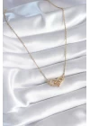 316L Çelik Gold Renk Zirkon Taşlı Tiffany Model Kadın Kolye - TJ-BKO8252