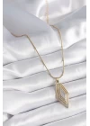 316L Çelik Gold Renk Zirkon Taşlı Vintage Model Kadın Kolye - TJ-BKO9517