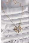 316L Çelik Gold Renk Zirkon Taşlı Vintage Model Kadın Kolye - TJ-BKO9762
