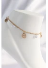 316L Çelik Gold Renk Zirkon Taşlı Yıldızlı Halhal - TJ-HH1620