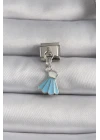 316L Çelik Gümüş Renk Mavi Renk Sallantı Elbise Model Nomination Charm - TJ-BC1101