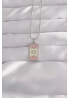 316L Çelik Gümüş Renk Pembe Mineli Ay Figür Tarot Kolye - TJ-BKO9045