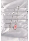 316L Çelik Gümüş Renk Pembe Mineli Güneş Model Tarot Kolye - TJ-BKO9043
