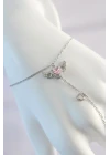 316L Çelik Gümüş Renk Pembe Zirkon Taşlı Kanatlı Kalp Model Şahmeran - TJ-SN584