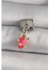 316L Çelik Gümüş Renk Sallantı Ejder Meyvesi Model Nomination Charm - TJ-BC1175