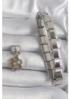 316L Çelik Gümüş Renk Sallantı Simli Bal Beteği Model Nomination Charm - TJ-BC1158
