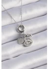 316L Çelik Gümüş Renk Zirkon Taş Detay Kalp Model Charm Kadın Kolye - TJ-BKO9305