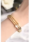 316L Çelik Kelebek Gold Renk Kadın Kelepçe Bilezik - TJ-BB6023