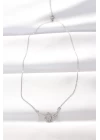 316L Çelik Silver Renk Zirkon Taşlı Kalpli Kanat Kolye - TJ-BKO8515