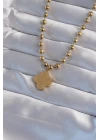 316L Çelik Top Zincirli Gold Renk İşlemeli Yonca Model Kolye - TJ-BKO8988