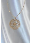 316L Çelik Zincir Gold Renk Lotus Model Kolye - TJ-BKO8902