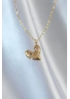 316L Çelik Zincir Gold Renk Renkli Zirkon Taşlı Kalp Kolye - TJ-BKO8905