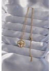 316L Çelik Zincir Gold Renk Zirkon Taşlı Kutup Yıldızı Kolye - TJ-BKO9013