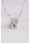 316L Çelik Zincirli Zirkon Taşlı S Harfli Silver Renk Bubble Kolye - TJ-BKO8590