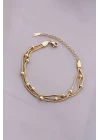 316L Kararmaz Çelik Gold Renk Top Zincirli Kadın Bileklik - TJ-BB4171