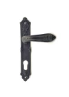 Antika Tarz Dekoratif Pirinç Çiçekli Oda Kapı Kolu - 240x40 mm, Oksit