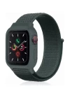 Apple Watch 38mm Hasırlı Cırtcırtlı Kasalı Kordon - Haki Yeşil