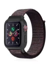 Apple Watch 38mm Hasırlı Cırtcırtlı Kasalı Kordon - Siyah-Mavi