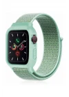 Apple Watch 38mm Hasırlı Cırtcırtlı Kasalı Kordon - Turkuaz