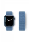 Apple Watch 38mm Hasırlı Cırtcırtlı Kordon - Mavi