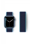 Apple Watch 38mm Hasırlı Cırtcırtlı Kordon - Mavi-Lacivert