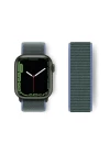 Apple Watch 38mm Hasırlı Cırtcırtlı Kordon - Mavi-Yeşil