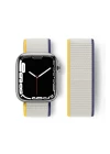 Apple Watch 38mm Hasırlı Cırtcırtlı Kordon - Sarı-Beyaz