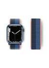 Apple Watch 38mm Hasırlı Cırtcırtlı Kordon - Siyah-Mavi