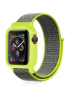 Apple Watch 42mm Hasırlı Cırtcırtlı Kasalı Kordon - Yeşil