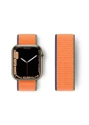 Apple Watch 42mm Hasırlı Cırtcırtlı Kordon - Turuncu