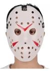 Beyaz Renk Kırmızı Çizgili Tam Yüz Hokey Jason Maskesi Hannibal Maskesi